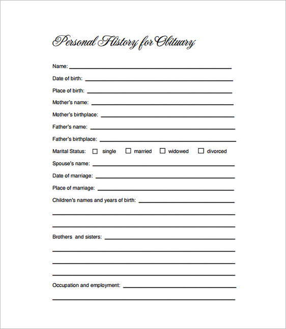 Free Obituary Template For Mother Database