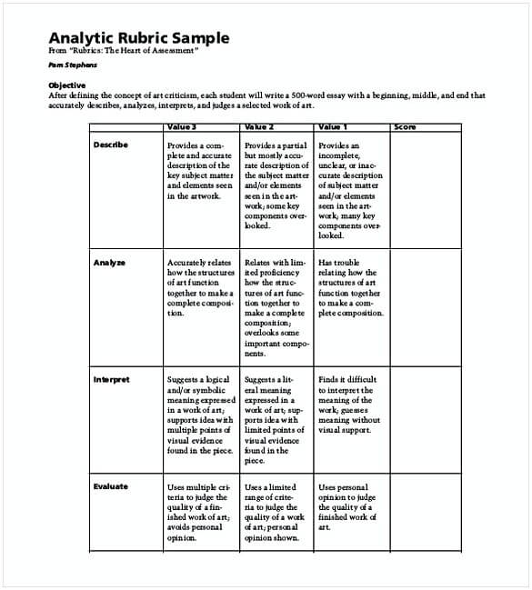 Get Our Free Download Rubric Template For Effective