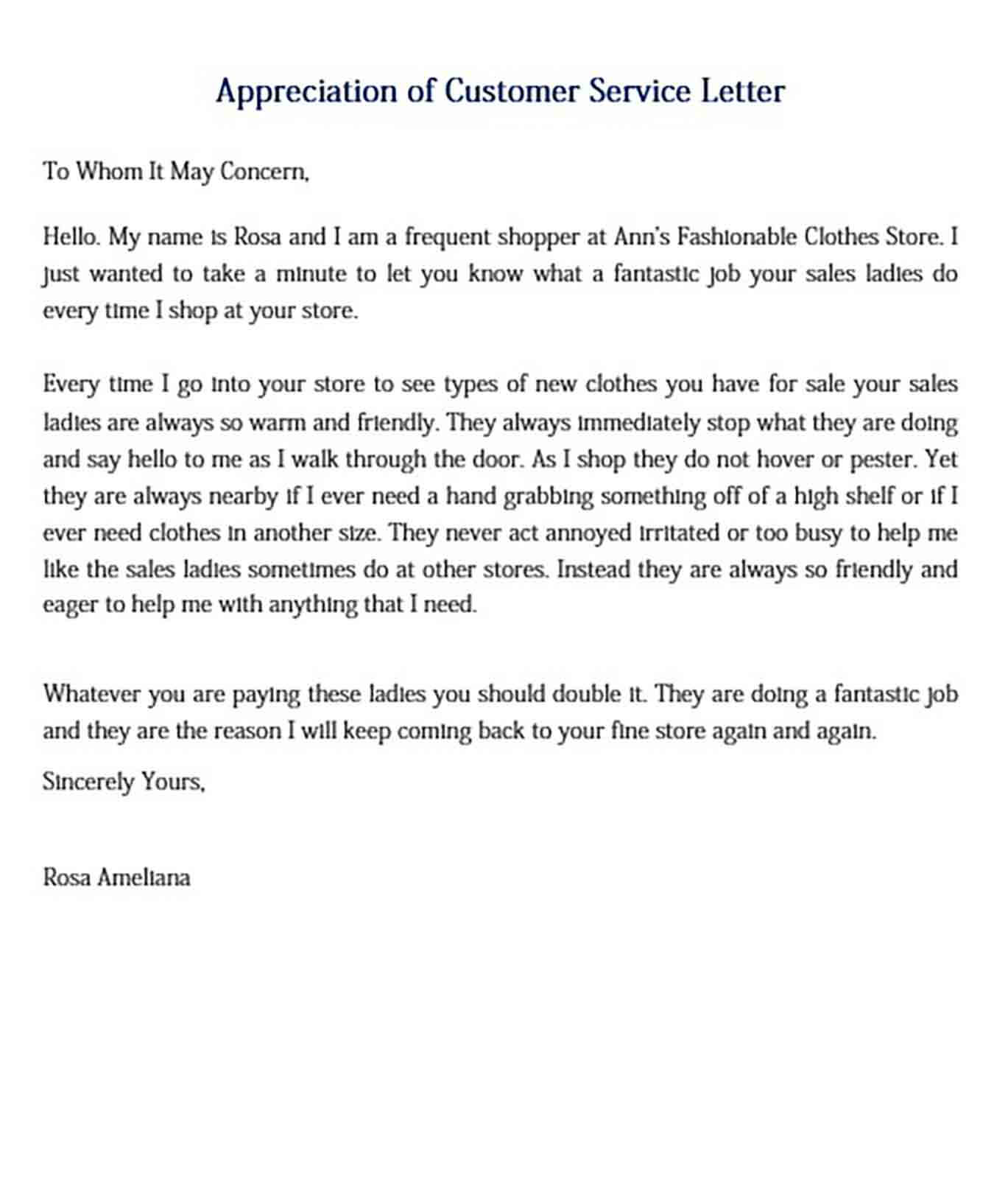 View More Appreciation Letter Sample For Customer Service Customer 