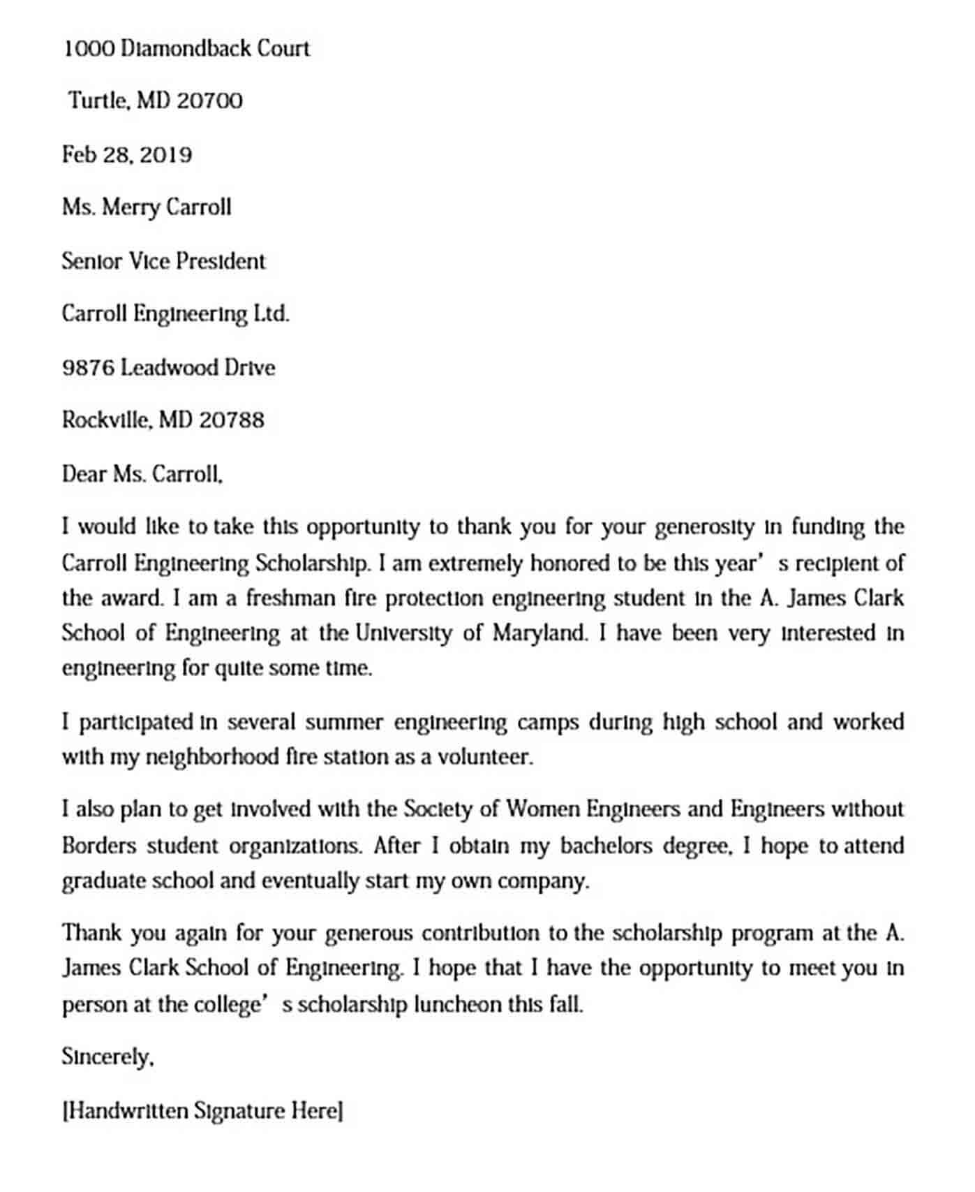 11 Scholarship Thank You Letter Sample For Doc PDF Words Mous Syusa