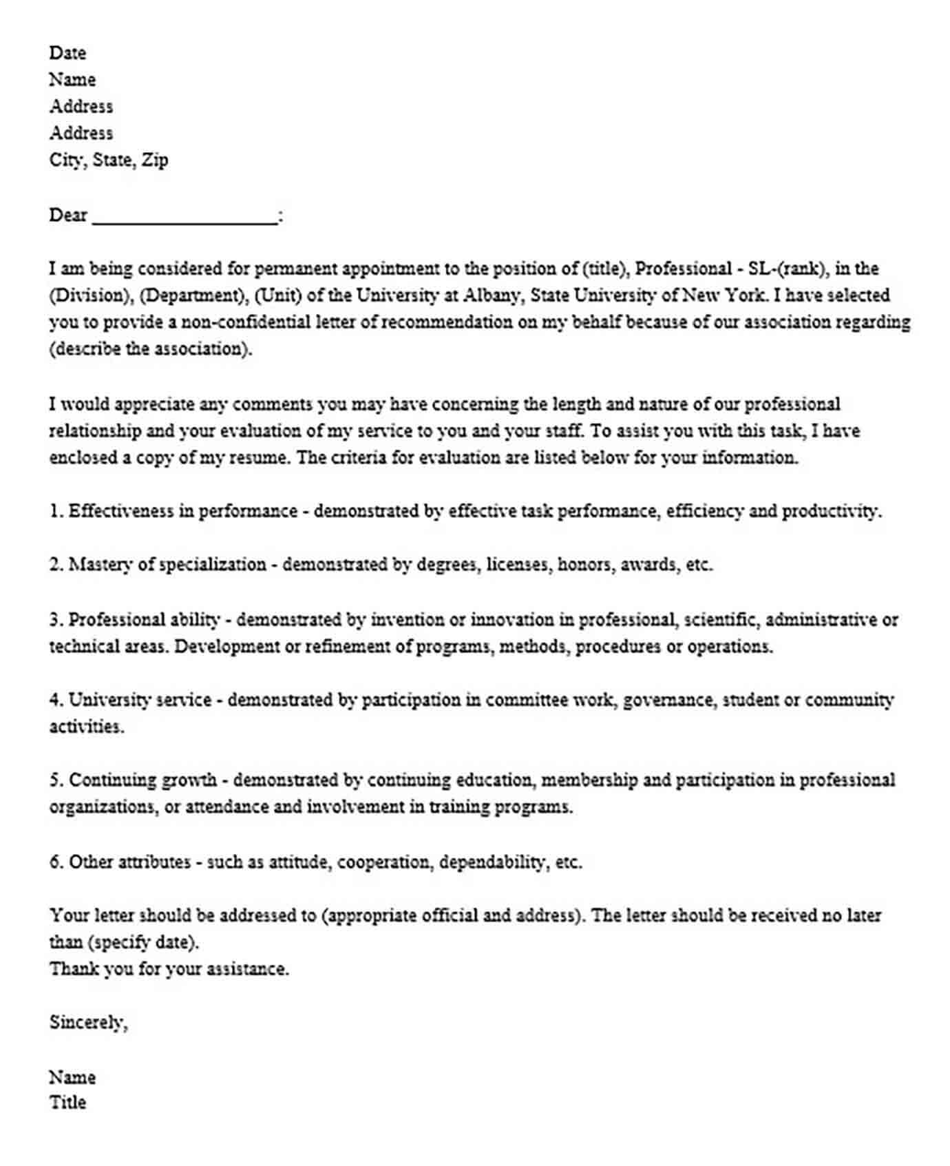 Sample Job Letter Of Recommendation Template How To Write A Letter Of