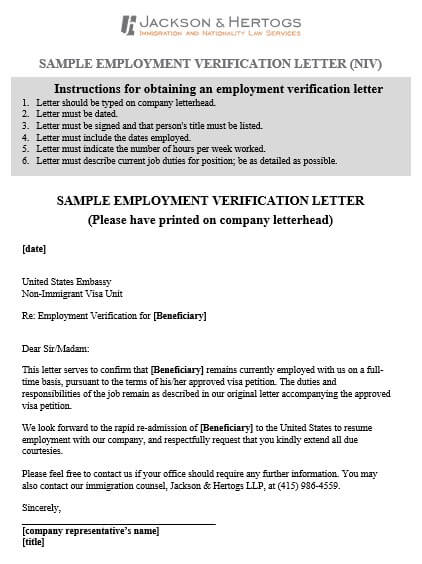 Immigration Employment Verification Letter from moussyusa.com
