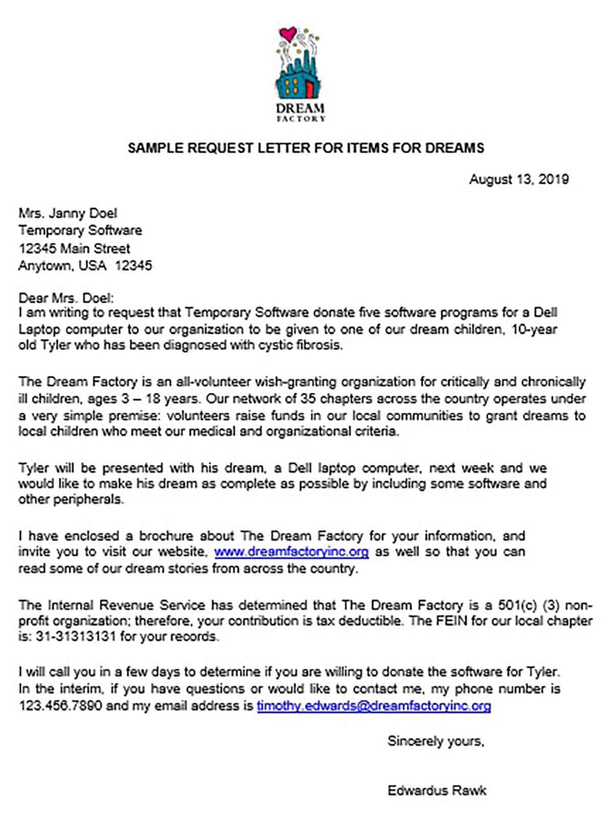 Sample Letter Requesting Donations from moussyusa.com
