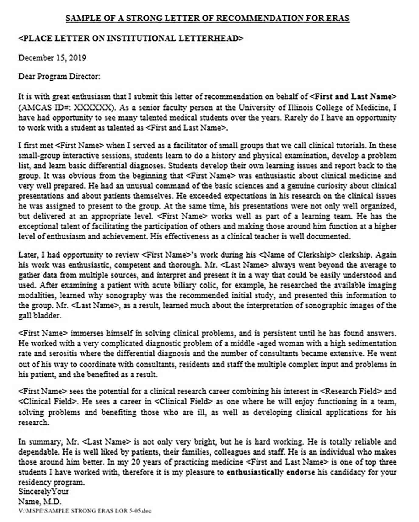 Medicine Reference Letter