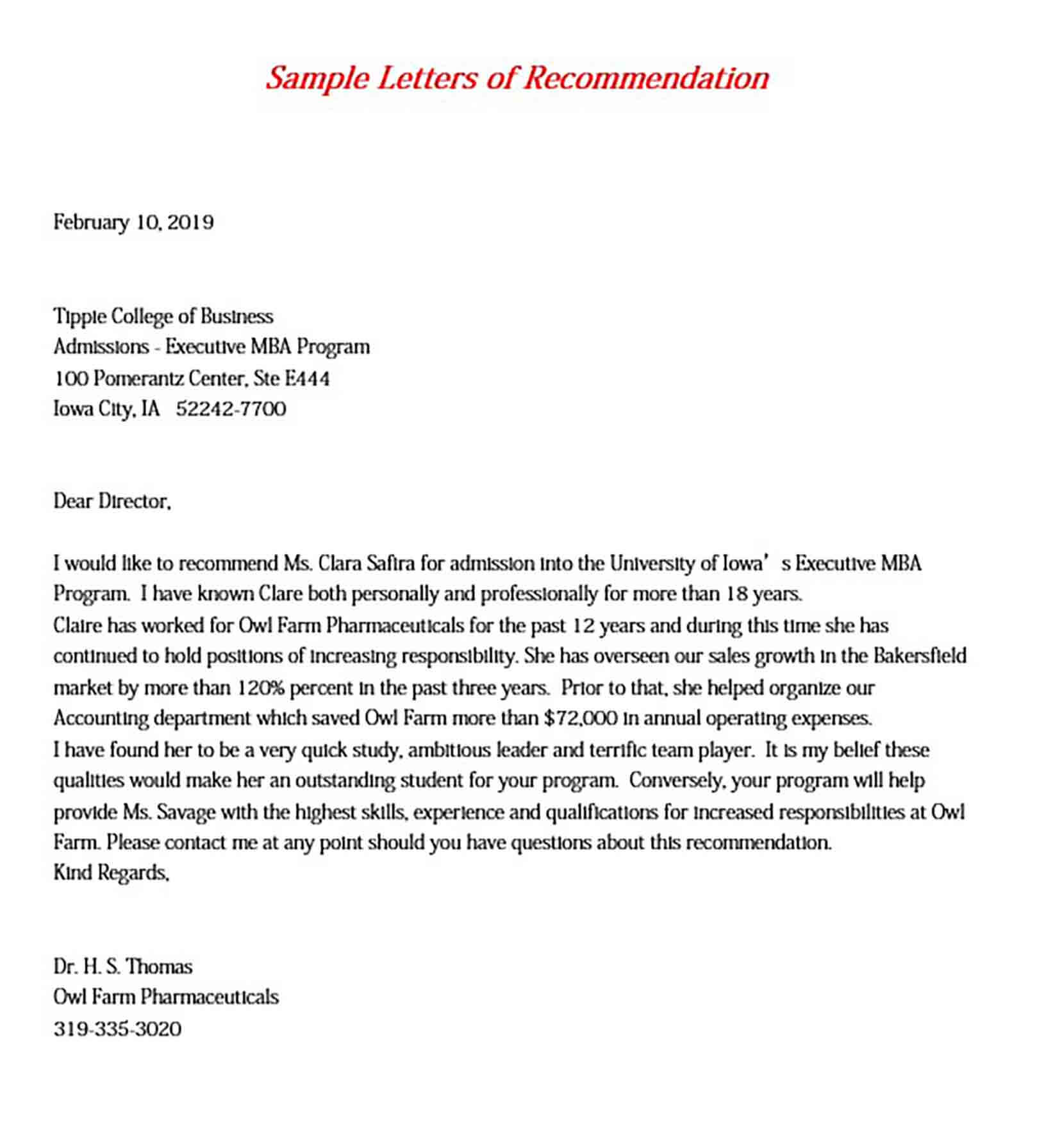 Best Recommendation Letter Sample from moussyusa.com