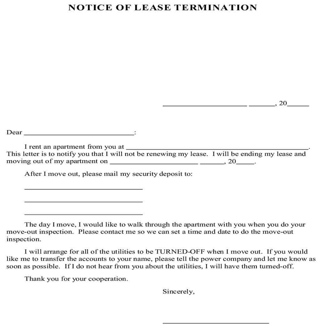 Rental Lease Termination Letter Samples from moussyusa.com