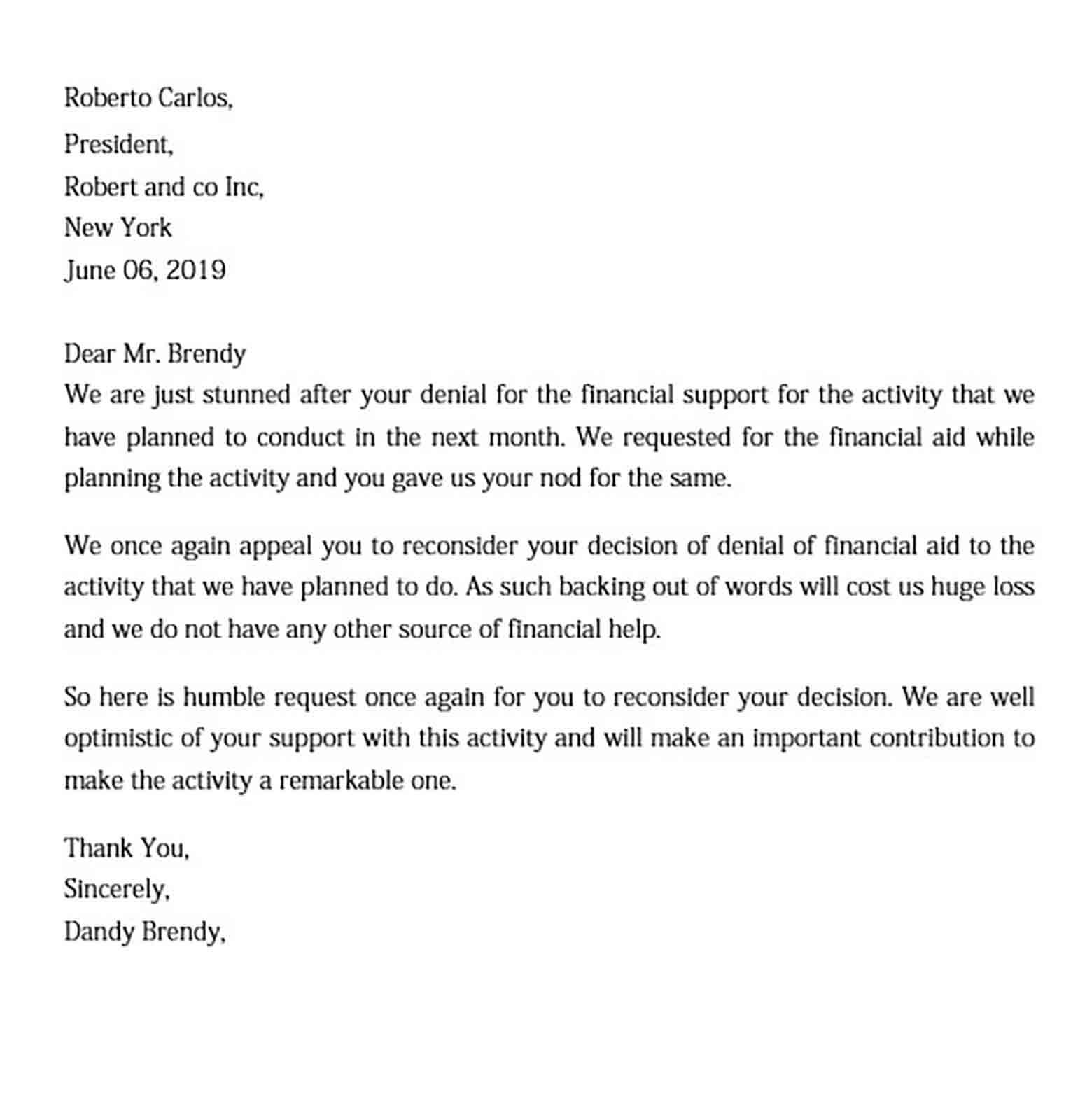 Letter For Financial Help from moussyusa.com