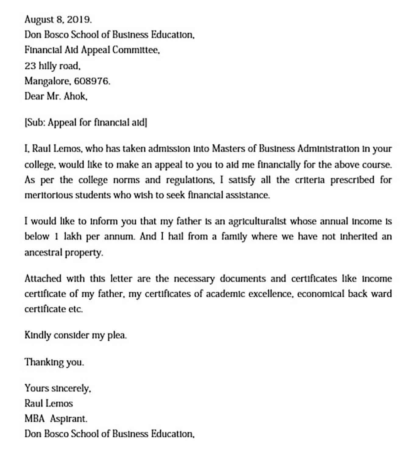 What to Know About Financial Aid Appeal Letter Template for Better Use