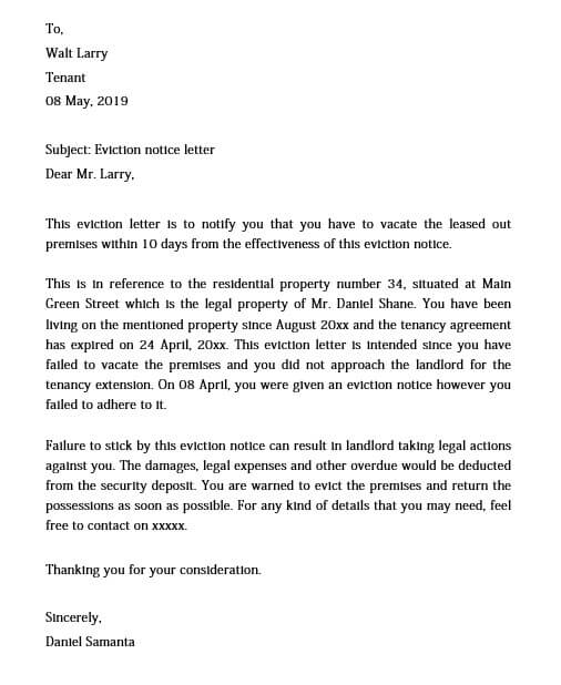 Free Eviction Notice Letter from moussyusa.com