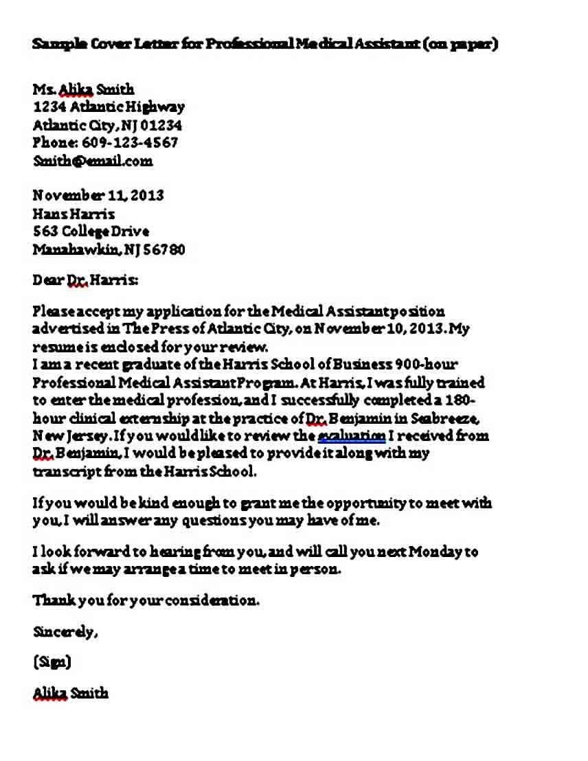 15 Example Medical Assistant Cover Letter Cover Letter Example 