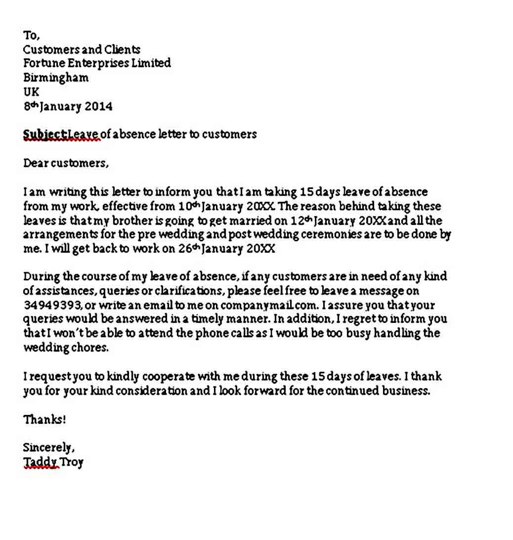 7 Sample Leave Of Absence Letter With The Proper Format Pdf Word Mous 