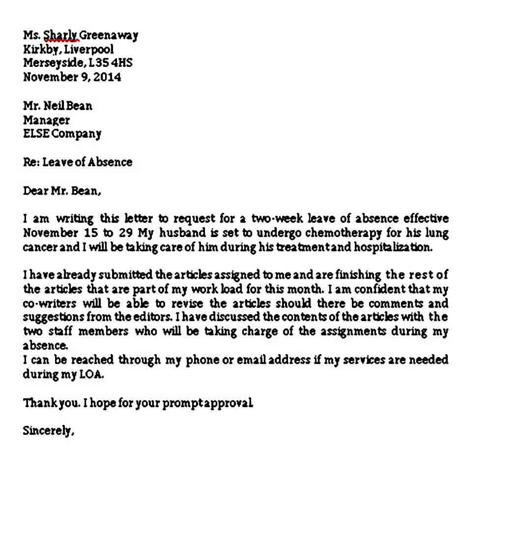 [Get 30+] Sample Letter Leave Of Absence Letter To Employer