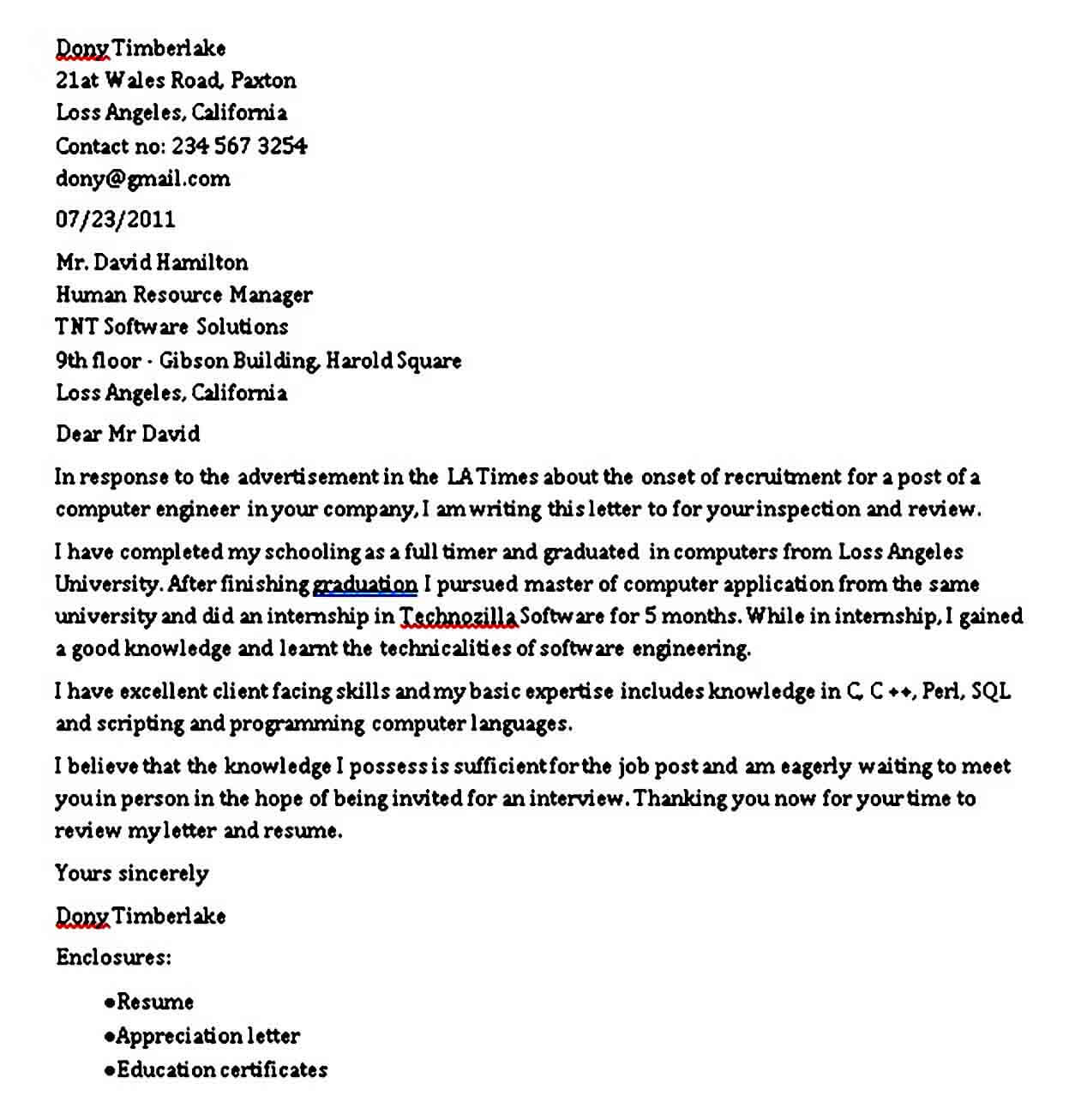 5+ Software Engineer Cover Letter PDF Word | Mous Syusa