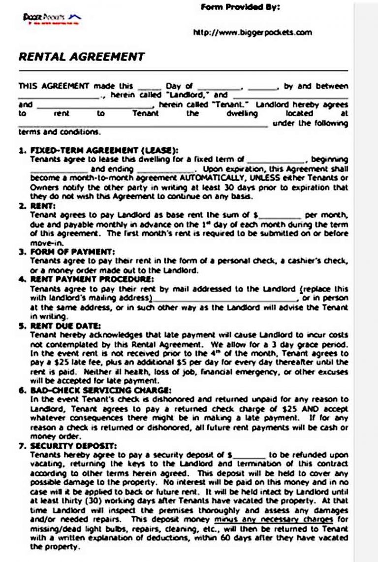 Basic Rental Agreements Printable | Mous Syusa