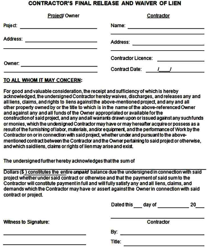 General Release Of Liability Form Template Mous Syusa