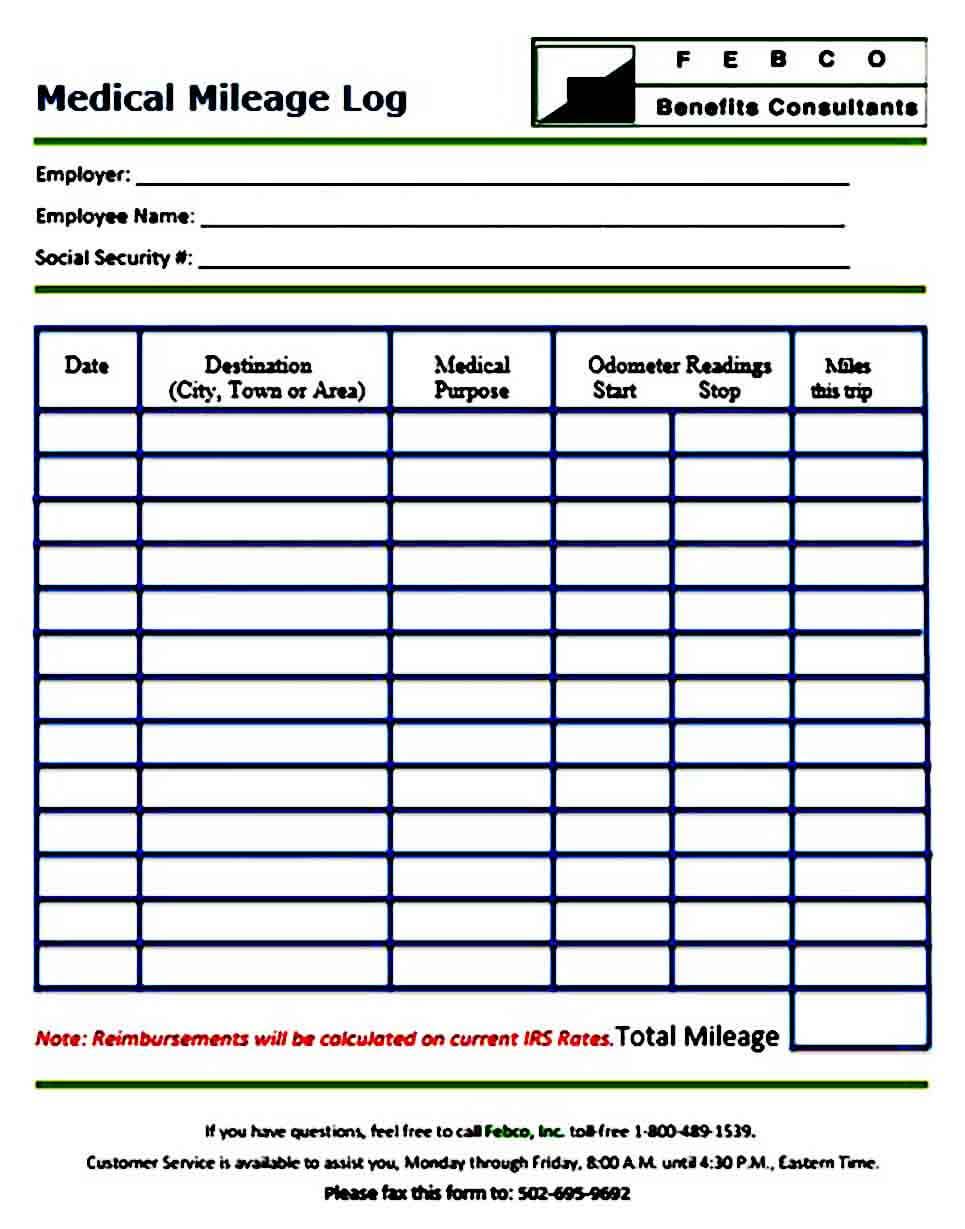 Mileage Log Template Sample Mous Syusa