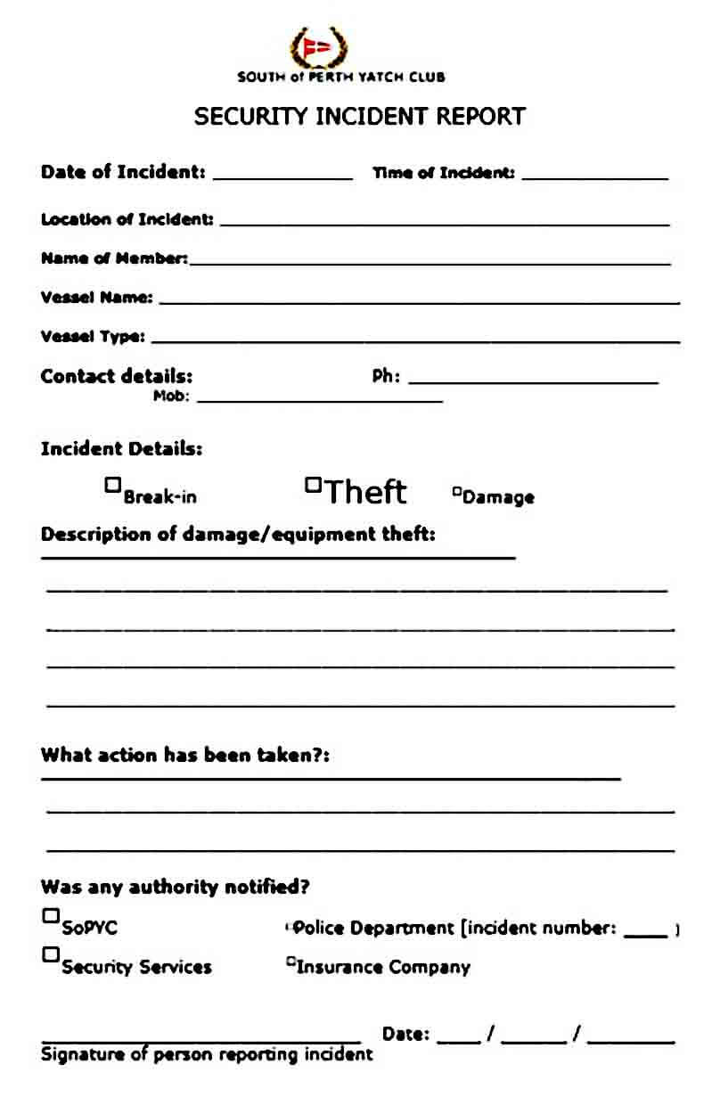 Security Guard Incident Report Sample Letter