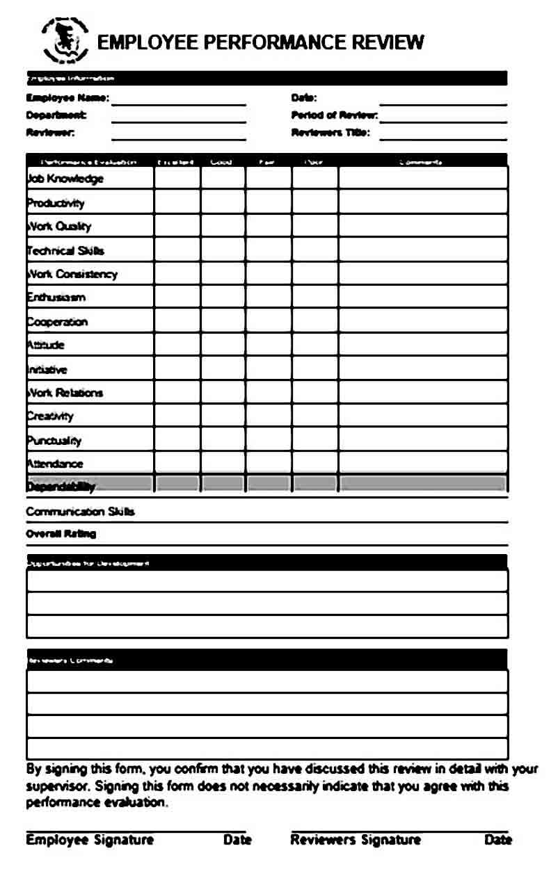 Employee Evaluation Form Printable | Mous Syusa