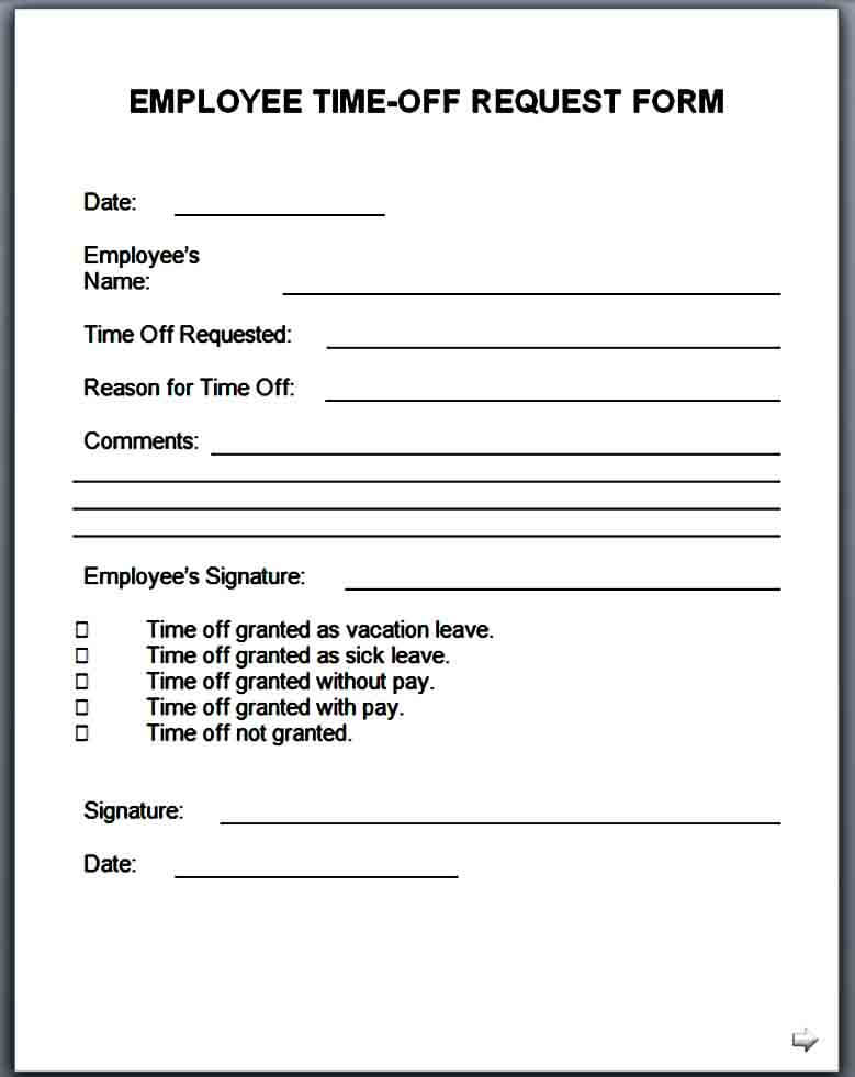 Time Off Request Form Free Template