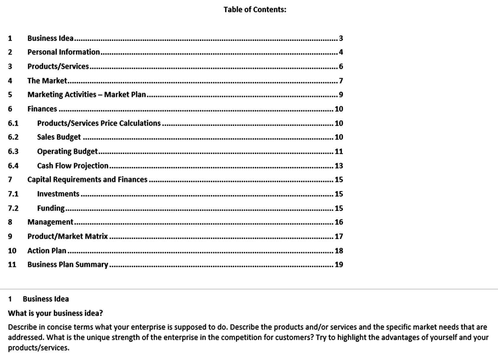 Creative Business Plan Template Word Free