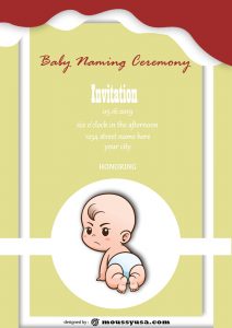 Baby Naming Ceremony Invitation template free psd | Mous Syusa