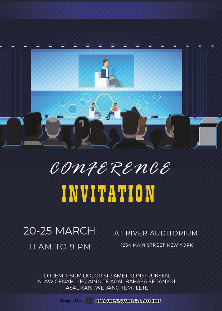 3  Conference Invitation template free psd Mous Syusa