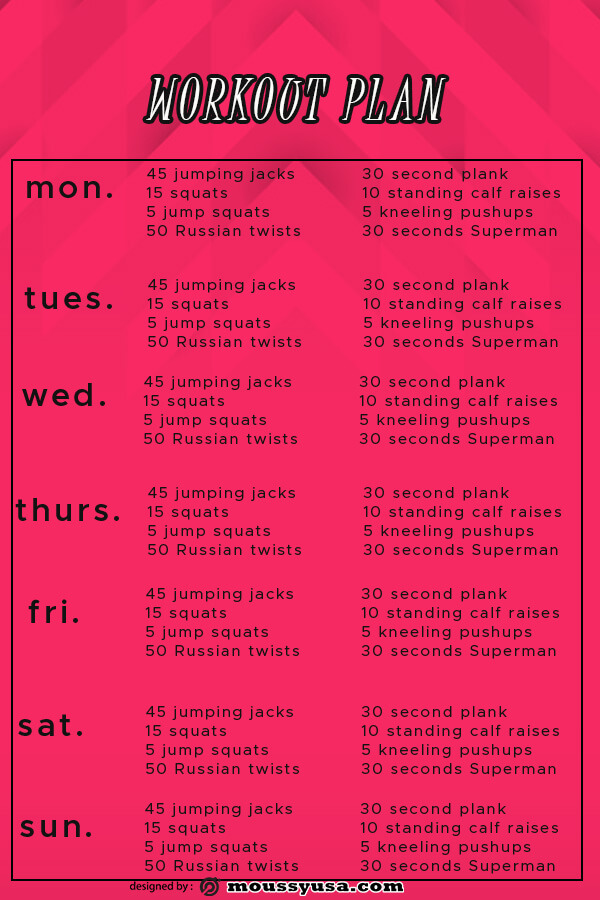 10+ Workout Plan template free psd | Mous Syusa