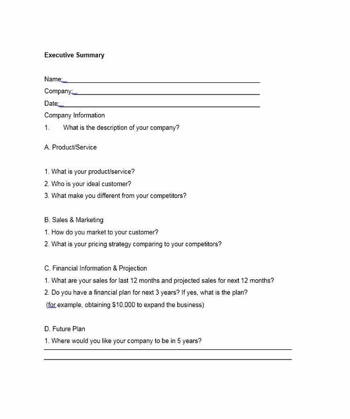 Executive Summary Template 1