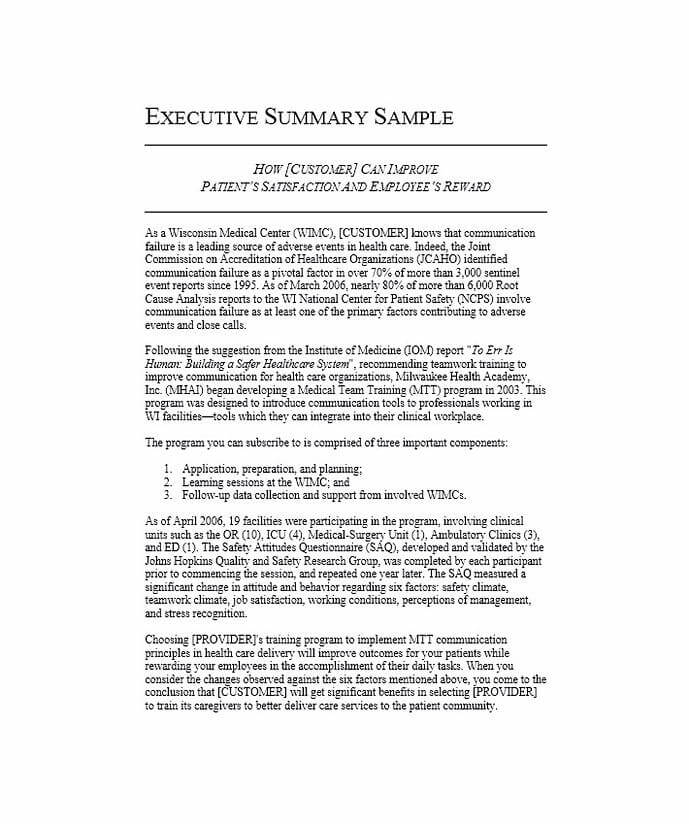 example of executive summary for research report
