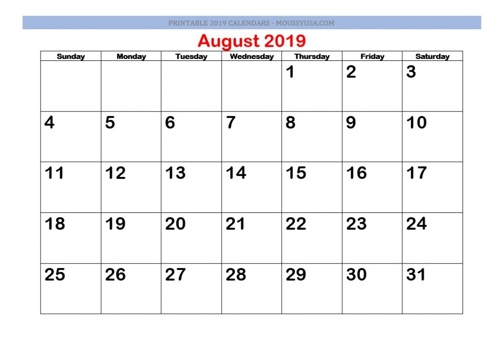 Printable Calendar 2019 | Mous Syusa