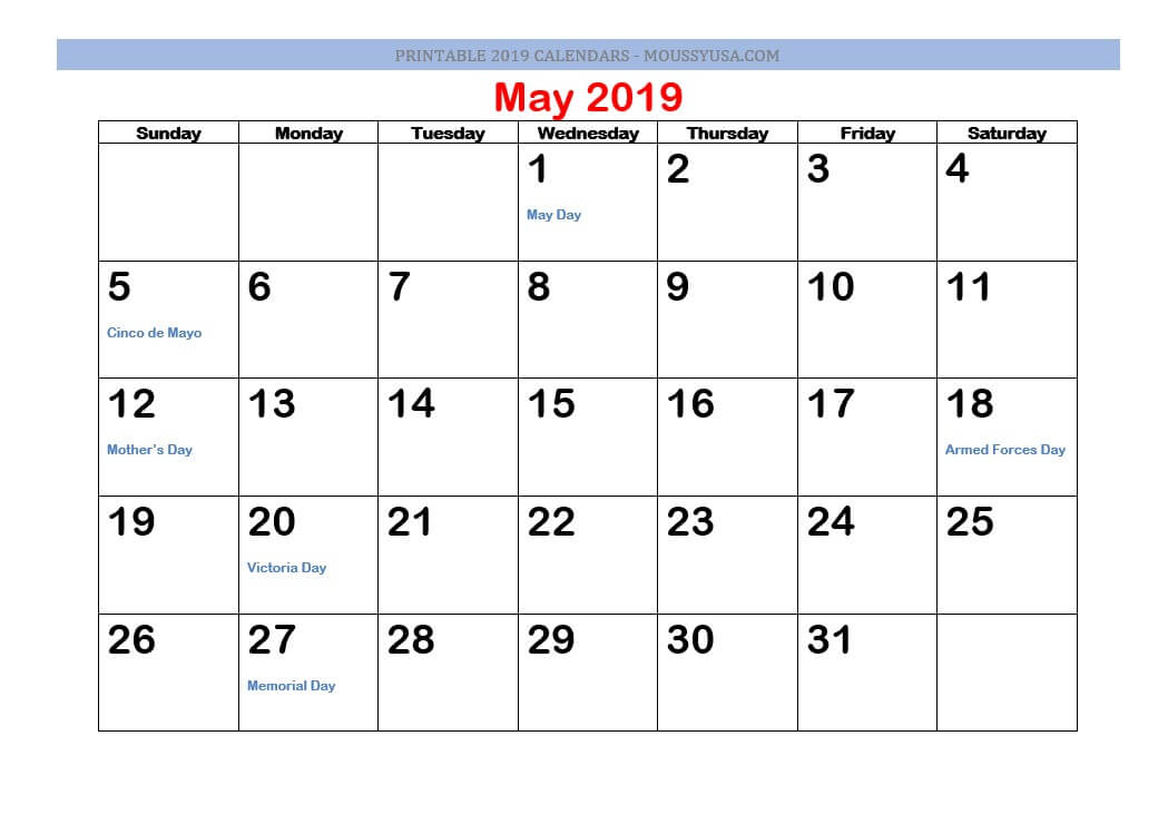 may 2019 calendar