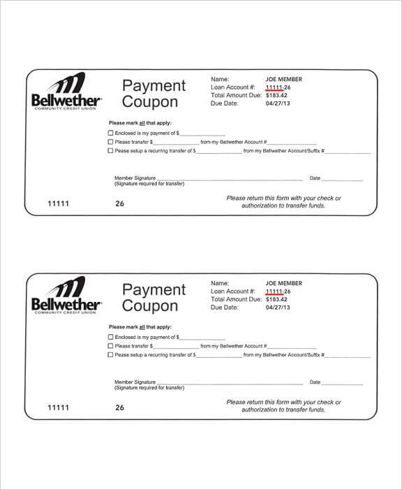 Bellwether Payment Coupon templates