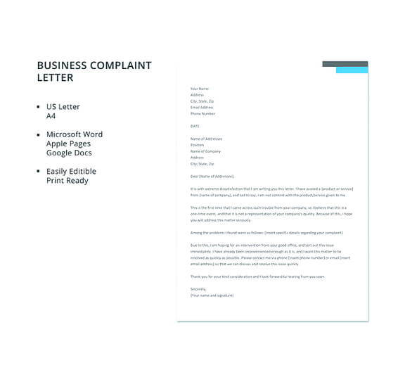 Business Complaint Letter