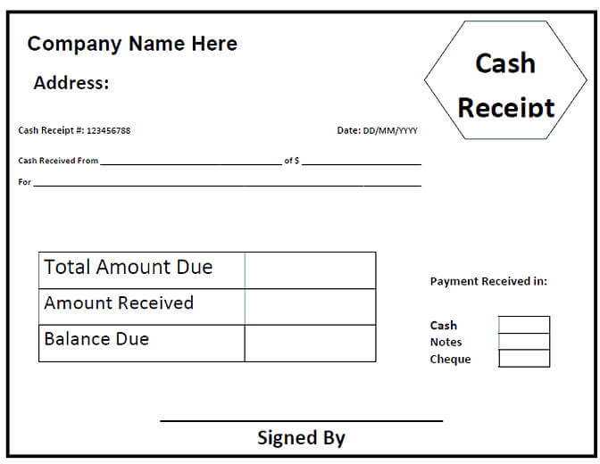 Cash Receipt templatess