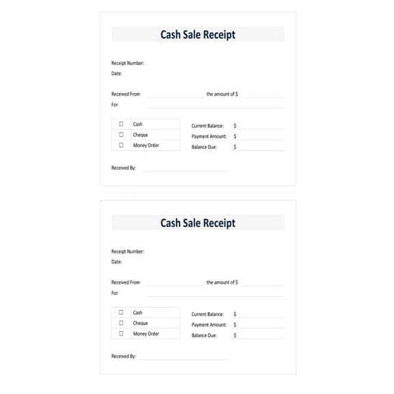 Cash Sale Receipt templates