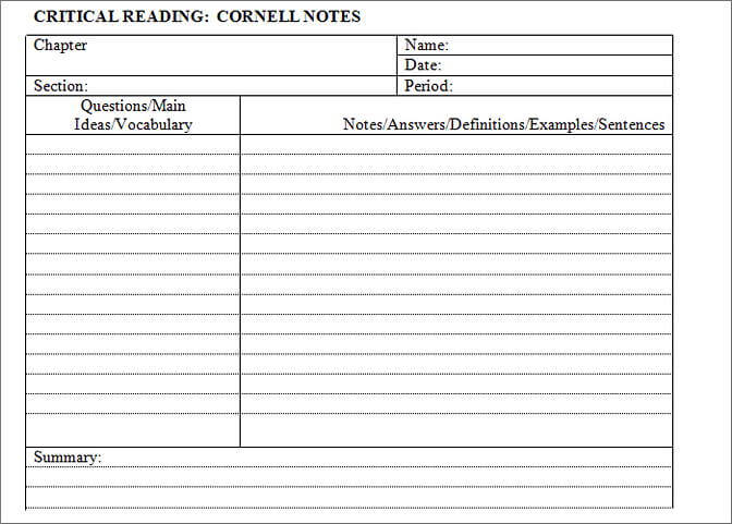 Cornell Notes templates