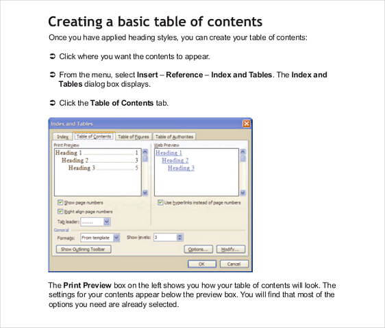 Creating A Table Of Content Quickly In Word