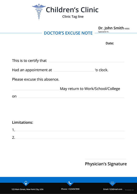 Doctor Excuse Note templates