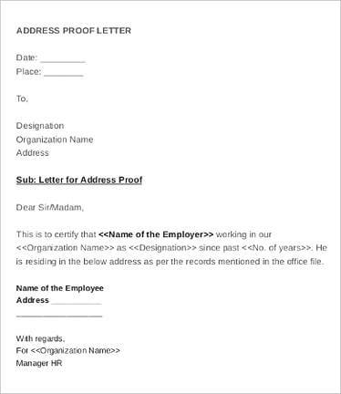 Employee Address Verification Letter | Mous Syusa