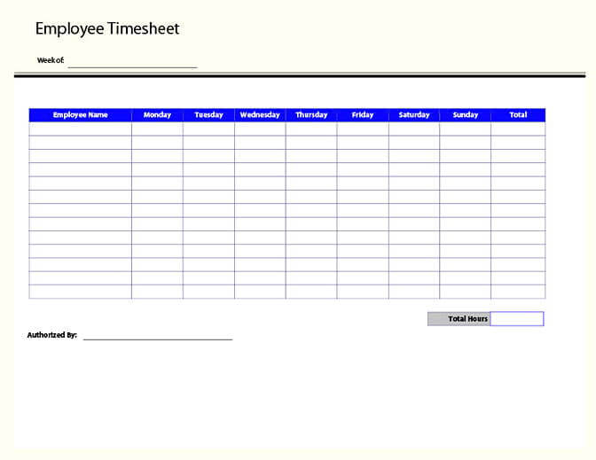 Employee Timesheet templates Pdf