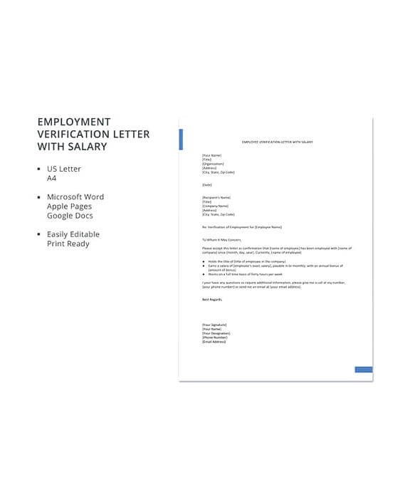 Employment Verification Letter With Salary
