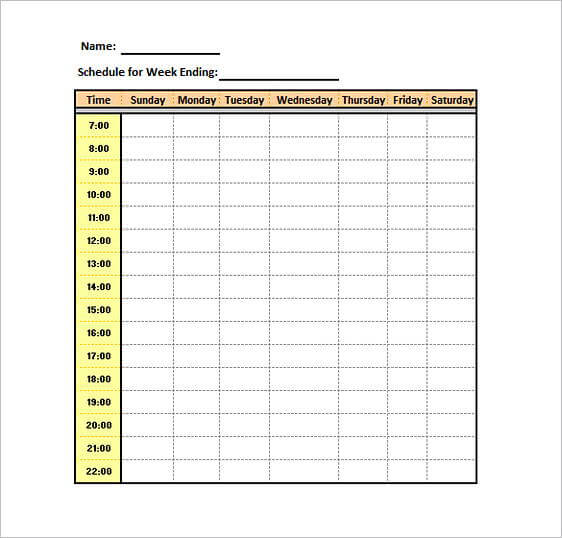 Excel Hourly Calendar Schedule templates