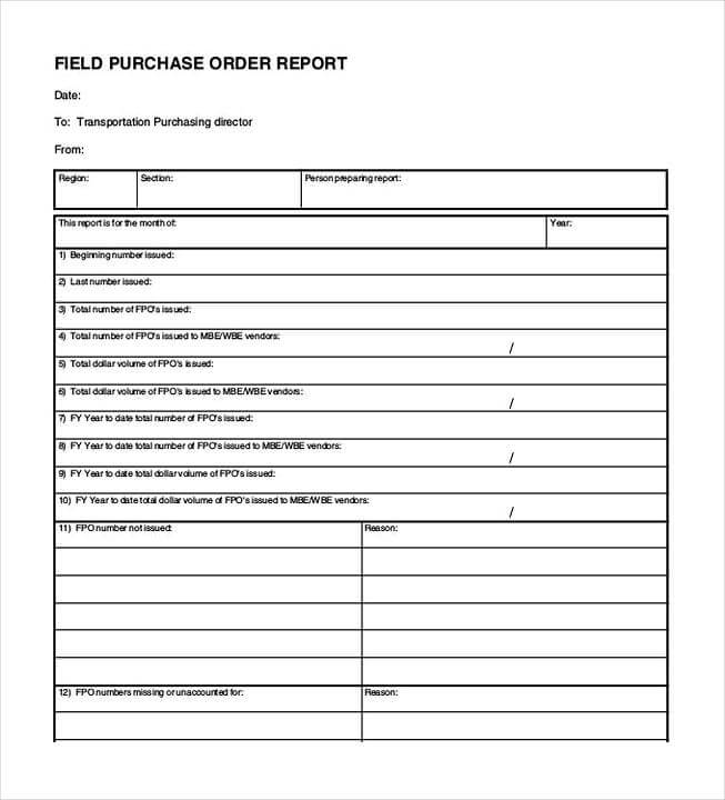 Field Purchase Order Report