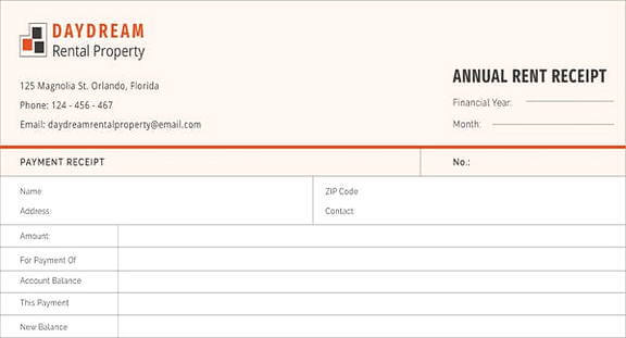 Free Annual Rent Receipt templates