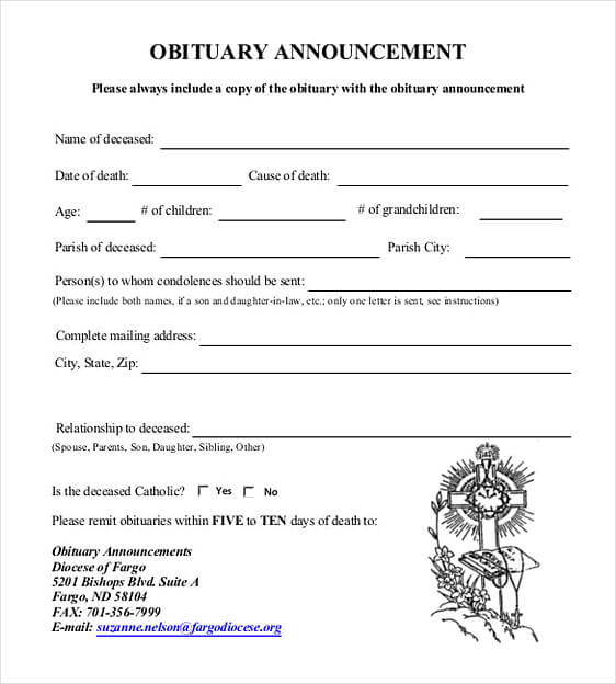 Free Printable Obituary Announcement