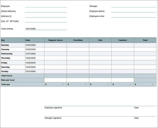 Free Timesheet Calculator Excel templates