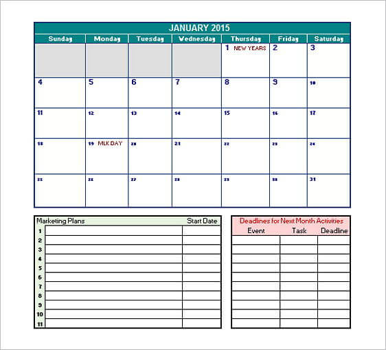Marketing Calendar templates 205
