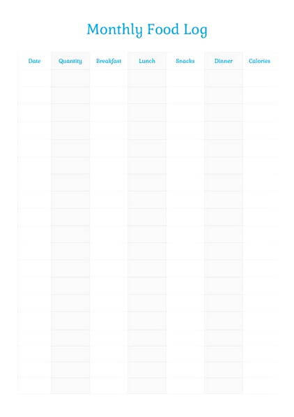 Monthly Food Log