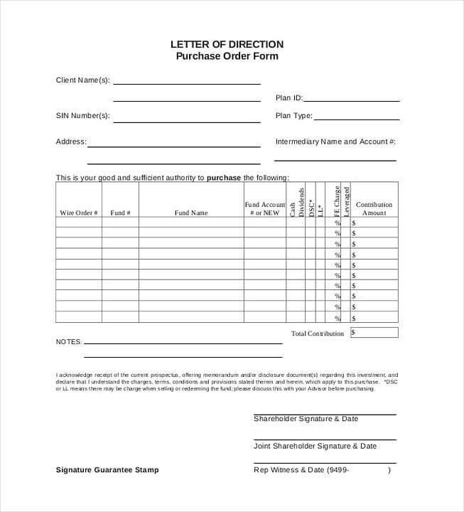 Purchase Order Letter Format in