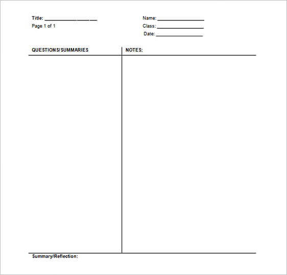 Schools Cornell Notes templates Word Doc